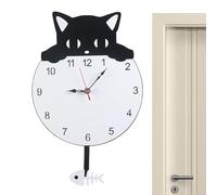 Horloge murale à bascule pour chat - Mignon chat sans tic-tac avec horloge murale agitée - Horloge d'art moderne en acrylique à piles - Décoration murale - Salon de cuisine