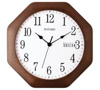 Horloge murale à calendrier en bois forme octogonale
