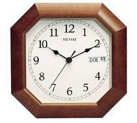 Horloge murale à calendrier entourage bois