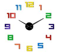 Horloge Murale à Chiffres colorés, Couleurs de l'arc-en-Ciel, Horloge Murale géante à Faire soi-même, Horloge Murale à Bricolage Multicolore arylique, Horloge Murale à Grands nombres Noir 47 Pouces