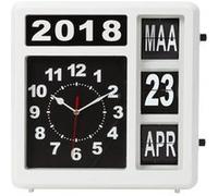 HORLOGE MURALE À CHIFFRES SAUTANTS AVEC CALENDRIER - 31 x 31 cm - NÉERLANDAIS Blanc G
