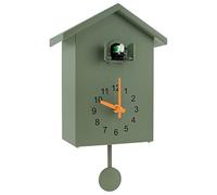 Horloge murale à coucou avec son de coucou minimaliste et pendule - Horloge délicate avec maison d'oiseau à coucou - Horloge murale à piles pour décoration murale - Pour salon, cuisine, bureau (vert)
