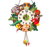 Horloge murale à faire soi-même, animal fait à la main en tissu non tissé pour apprendre à dire par les enfants, art mural créatif pour chambre d'enfant, décoration de chambre d'enfant, décoration à