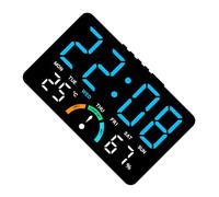 Horloge murale à LED multifonction, coque noire bleue