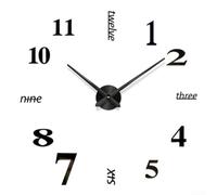 Horloge murale à monter soi-même, 50-70 cm, en acrylique, design 3D, sans cadre, mécanisme silencieux sans tic-tac pour décoration moderne de salon ou de bureau (noir)