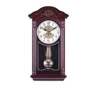 Horloge murale à pendule fonctionnant à piles, horloge à carillon traditionnelle, horloge murale de grand-père vintage, fonctionnement silencieux for le salon décoration du bureau(Red)