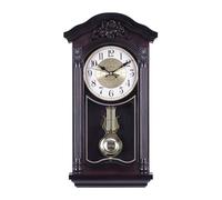 Horloge murale à pendule fonctionnant à piles, horloge à carillon traditionnelle, horloge murale de grand-père vintage, fonctionnement silencieux for le salon décoration du bureau(Brown)