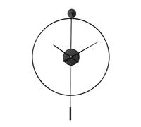 Horloge Murale À Pendule Oscillante De Style Simple Moderne|Horloge Ronde À Suspendre Silencieuse sans Tic-tac À Piles Horloge Décorative en Fer,Noir (Aiguilles en Aluminium),50 Cm (19,6 Pouces)