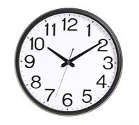 Horloge murale à piles de 33 cm avec mouvement silencieux et fonction anti-tic-tac pour des espaces de travail et de vie silencieux (B)