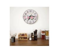 vidaXL Horloge murale à quartz Fleur – MDF 30 cm Multicolore 50625
