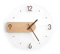 Horloge murale à quartz silencieuse avec cadre en bois de noyer noir et style nordique minimaliste pour un environnement de vie ou de travail élégant