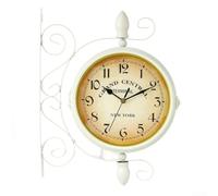 Horloge murale à quartz vintage en plastique blanc avec chiffres arabes, résistante aux intempéries pour décoration de jardin ou de terrasse