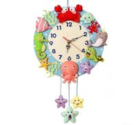 Horloge murale à suspendre en tissu non tissé fait à la main pour chambre d'enfant, 40 x 32 cm, ornement éducatif créatif pour apprendre l'heure (C)