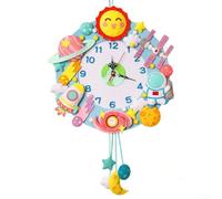 Horloge murale à suspendre en tissu non tissé fait à la main pour chambre d'enfant, 40 x 32 cm, ornement éducatif créatif pour apprendre l'heure (D)