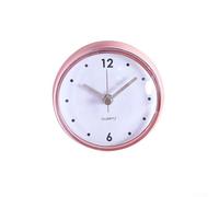 Horloge murale à ventouse pour cuisine, salle de bain, étanche, anti-buée, quartz silencieux (rose)