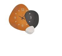 Horloge murale abstraite moderne | Sans tic-tac et silencieuse | 30 x 30 cm | Combinaison géométrique unique de couleurs orange et noir | Idéale pour le salon et la salle à manger