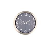 Horloge Murale Analogique 30cmx30cm Silencieuse avec Thermomètre et Hygromètre Gris
