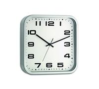 Horloge murale analogique, carrée, avec cadre en métal, argent, 60.3013