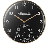 Ingersoll Orologio da parete analogico, di Facile lettura, Con cassa Color oro e quadrante Nero, diametro di 30 cm