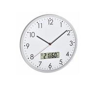 Horloge murale analogique silencieuse, avec thermomètre numérique et hygromètre, blanc, 60.3048.02