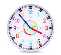 Horloge Murale Apprentissage pour Enfants avec Movement Silencieux, Horloge Apprentissage Colorée sans Tic-tac, pour École, Classe, Salon et Chambre