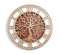 Horloge Murale Arbre de vie horloge murale en bois Style ferme arbre généalogique art horloge silencieuse décor à la maison découpé au Laser montre murale cadeau de pendaison de crémaillère Horloge