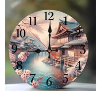 Horloge Murale Architecture ancienne 25cm, Moderne Silencieuse Pendule Murale, Arabes Chiffres Pendules Murales Facile à Lire, horloge murale Ronde pour Décoration de Cuisine Salon Chambre Bureau