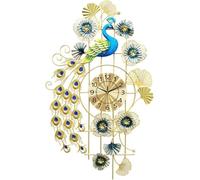 Horloge murale Art moderne horloge murale créative paon horloge murale en métal Mall Art Decor Corloges Horloge de suspension silencieuse non cachée pour le salon Corloge de décoration murale (100 *