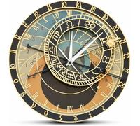 Horloge Murale Astronomique Imprimée De 30 Cm, Motif République Tchèque, Prague, pour Chambre à Coucher, Style Steampunk, Astrologie, Décoration De Voyage Européenne
