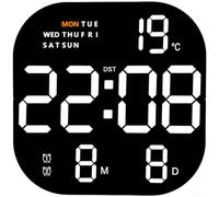 Horloge murale avec affichage numérique LED, fonction alarme, thermomètre de lecture, calendrier et support de jour de la semaine (B)