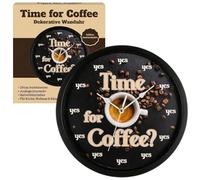 Horloge murale avec cadran au design amusant, horloge à quartz ronde avec affichage de l'heure analogique, à piles Ø 29 cm (Time for Coffee)