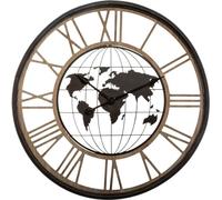 Horloge murale avec carte du monde et chiffres romains, Ø 67 cm