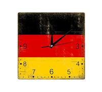 Horloge murale avec drapeau de l'Allemagne - Décoration patriotique - Drapeau national - Grande horloge murale à piles - 25,4 cm - Sans tic-tac - Décoration murale moderne pour cuisine, chambre à