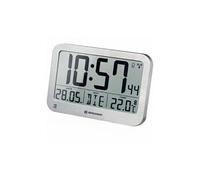 Horloge murale avec grand écran lcd et affichage de température couleur argent -