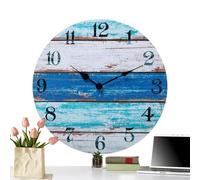 Horloge Murale avec Horloge de Plage - Horloge Murale Qui ne Fait Pas de tic- | Horloges murales faciles à Lire | Horloges murales Bleues sur Le thème de la Plage | Horloge côtière Rustique Vintage
