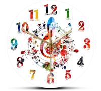 Horloge Murale avec Minuteur Et Notes De Musique, Décoration D'intérieur Ornée, Logo Musical Et Mélodie.