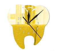 Horloge murale avec miroir à dents en acrylique pour une touche moderne à la maison (doré)