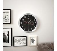 Horloge murale avec mouvement à quartz, hygromètre et thermomètre 30 cm Noir