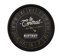 Home Deco Factory Horloge murale Bistrot HO0006 Ø50 cm plastique noir mécanisme quartz