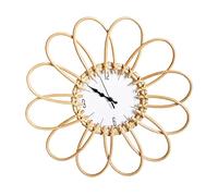 Horloge Murale bohème,Horloges en rotin pour Murs - Style Nordique, silencieuse et décorative pour la Cuisine, la Salle d'étu, Le Salon et Les Bureaux