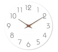 Horloge Murale Bois 30CM Silencieuse Moderne - Pendule Ronde Facile à Lire pour Décor Chambre, Cuisine, Domicile, Salon, Bureau (Blanc)