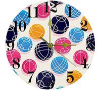 Horloge Murale Boule de pétanque Horloge Murale 10 Pouces silencieuse sans tic-tac à Piles Ronde horloges murales à Quartz pour la Maison Cuisine Bureau école