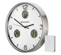 Horloge murale - Bresser - MyTime - 30 cm - Acier inoxydable - Blanc/Argent