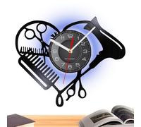 Horloge murale - Cadeau de coiffeur - Décoration de salon de coiffure | Affichage de motifs de peigne, ciseaux d'horloge silencieux, art mural moderne, décoration créative de salon de coiffure studio