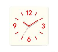 Horloge murale carrée 30,5 cm moderne à quartz silencieuse sans tic-tac design créatif salon chambre étude studio sans perçage (rouge)