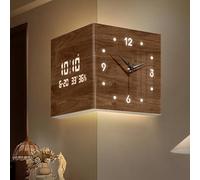 Horloge Murale carrée à LED Double Face 10/12", Lampe Murale d'angle Lumineuse Moderne et créative en Acrylique avec capteur, Alimentation par Prise, décoration Murale 12in