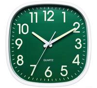 Horloge murale carrée de 30,5 cm alimentée par piles avec grand écran et mouvement à quartz pour une heure précise pour la maison ou le bureau (vert (lumière nocturne)