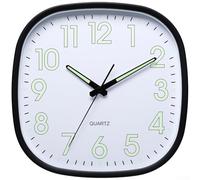 Horloge murale carrée de 30,5 cm alimentée par piles avec grand écran et mouvement à quartz pour une heure précise pour la maison ou le bureau (vert (veilleuse))