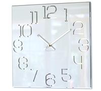 Horloge Murale carrée Digit 30 cm de diamètre, sans Bruit de tic-tac Moderne, Design en Verre Acrylique et Miroir Acrylique, Salon, Chambre à Coucher Blanche (Blanc) Blanche