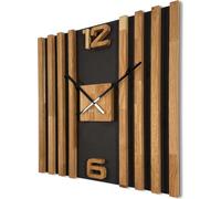 Horloge murale carrée sans tic-tac moderne en bois LAMELLE SQ 60cm chêne